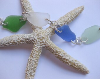 Sterling Silver Sea Glass Bracelet - beach glass jewelry seaglass Beach Glass Jewelry, Handmade Custom Jewelry
