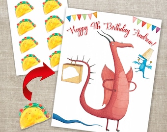 Dragons Love Tacos Pin the Tail Game, Pin the Taco in Bag Printable Game, Dragons Love Tacos Birthday Game, Pin the Tail Party DIY Game