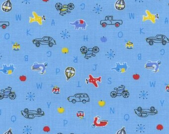 SALE transportation on blue from the Minny Muu 2015 collection by Lecien