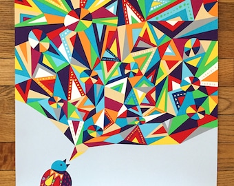 Bird 5 - Hand-Printed Art print 16x20