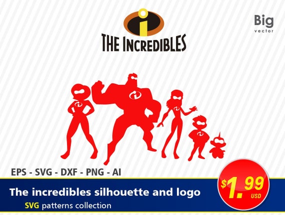 The incredibles logo and silhouette EPS SVG DXF Png Ai
