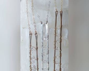 Herkimer Diamond ladder necklace