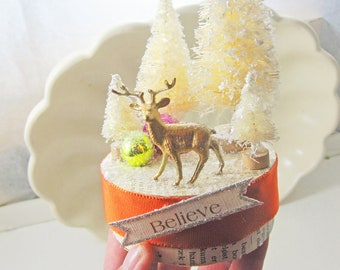 Handmade Whimsical Christmas Decoration Tableau