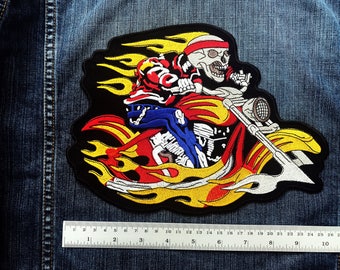 LARGE SIZE Skull God of Death Motorcycle Biker Jacket Sewing Iron on Patch