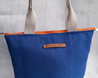 Handbag, shoulder bag, linen bag, day bag, birthday gift