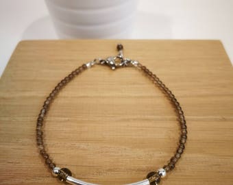 Semi-precious stones, 925 sterling silver bar bracelet
