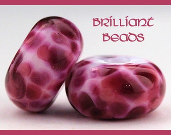 Fuchsia & Pink Handmade Lampwork Glass Bead Pair, Made To Order, SRA
