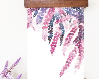 Wisteria Watercolor Painting, Original Watercolor Flowers Painting, Purple Flowers, Watercolor Wisteria, abstract floral, floral decor