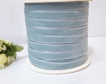 Nile Blue / Grayish Blue / Dusty Blue Velvet Ribbon Trim Craft Wrap 3/8 inch / 1cm / 10mm width W21 -078