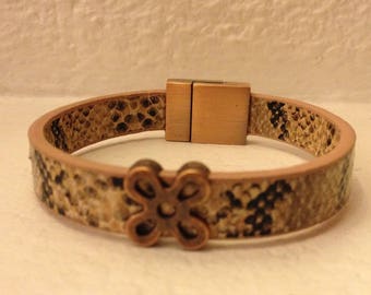 BROWN SNAKESKIN LEATHER BRACELET