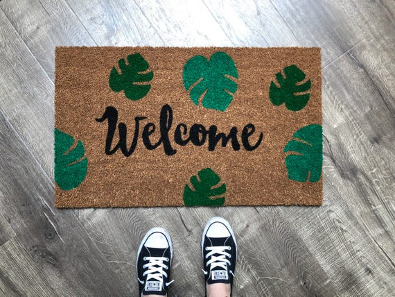 Palm Leaves Welcome Mat / Custom Doormat / Housewarming Gift