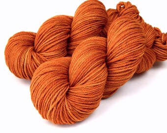 Hand Dyed Yarn, Worsted Weight Superwash Merino Wool Yarn, COPPER, Indie Dyed Hand Knitting Yarn, Crafter Gift Idea, Orange