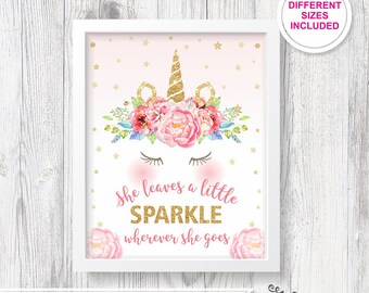 unicorn printable sign she leaves a little sparkle wherever she goes unicorn party sign - Unicorn Printables unicorn printable sign she leaves a little sparkle wherever she goes unicorn party sign - Unicorn Printables