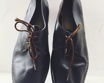 Vintage Handmade shoes - Brown leather - workwear style