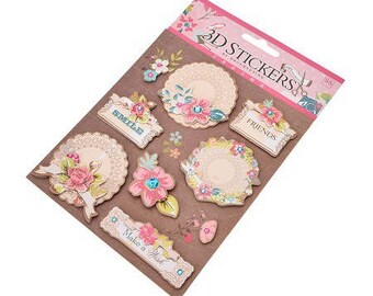 8 stunning stickers 3D retro, romantic, vintage