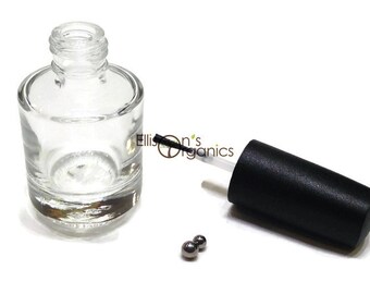 Empty Nail Polish Bottle - Full Size, 15ml bottle with cap, brush and 2 stainless steel mixing beads