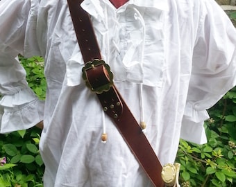 Buckled Leather Pirate Sword Baldric for Larp Cosplay