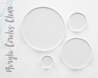 50 Clear Acrylic CIRCLE Blanks ( Select size ) 1/8" or 1/16" Thick - laser cut With Polished Edges Plexiglass