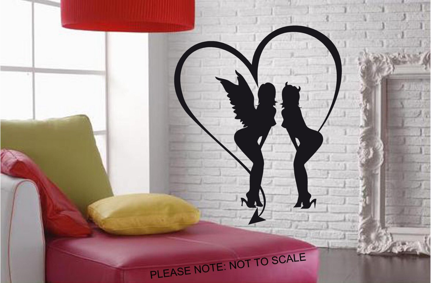 Sexy Devil Angel Love Hate Gay Wall Decal Wall Art