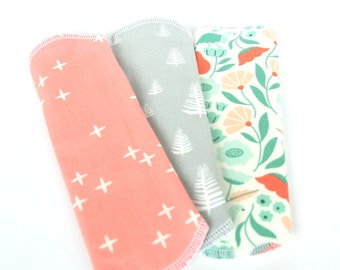 Organic Set of 3 Cloth Panty Liners 7.5inch Story Time Cotton x White Flannel