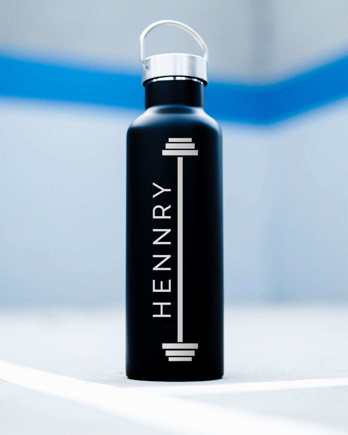 Personalized Stainless Steel Water Bottle Weights Barbell