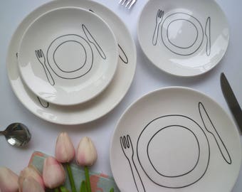 2pcs Ceramic Plate / Dinner Plate / Porcelain Plate / Pottery Plate / Side Plate / Stoneware Plate / Tableware / Food Photography / CP3