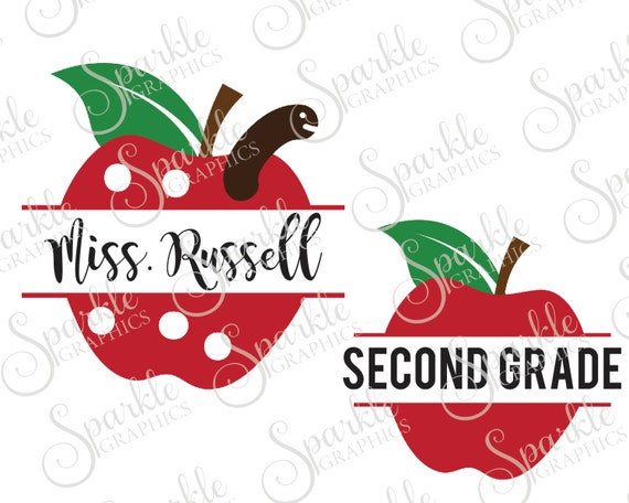 Apple Monogram Split Frame Teacher SVG Apple SVG Teacher Gift