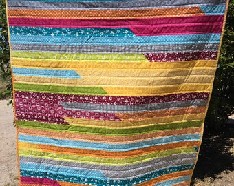 Jelly Roll Quilt, Lap Quilt, Toddler Quilt, Strip Quilt