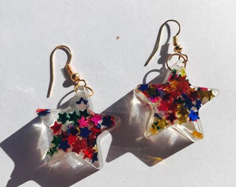 Star Glitter Resin Star Earrings