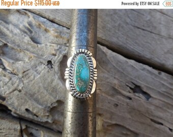 ON SALE Turquoise ring handmade in sterling silver with a beautiful turquoise stone