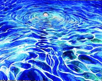 Original Acrylic Painting - Night Swim