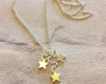 Silver Star Necklace, Silver Necklace, Small Stars Necklace, Star Necklace, Gifts for Women, Silver Stars Pendent, Mothers Day Gift