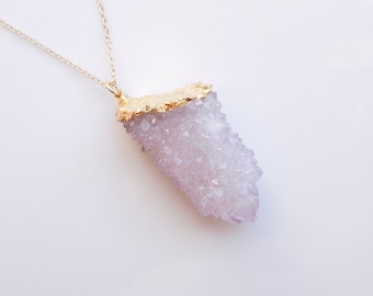Amethyst Spirit Quartz Druzy Necklace - Cactus Quartz - Best Selling Jewelry