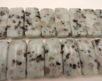 Kiwi Jasper Beads, Double Drilled Beads, 2 Hole Beads, Two Hole Stone Beads, 10x20mm, five (5) beads, Aqua Stone Beads, Rectangle Beads