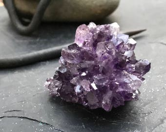 Amethyst Pine 2.6 oz, Raw Amethyst Cluster, Amethyst Rosette, Amethyst Geode, Standing Amethyst, Boho, Witchy Crystal, Amethyst Decor