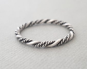 Triple Twist Ring oxidized sterling silver ring stacking ring gifts for her mum girlfriend sister best friend