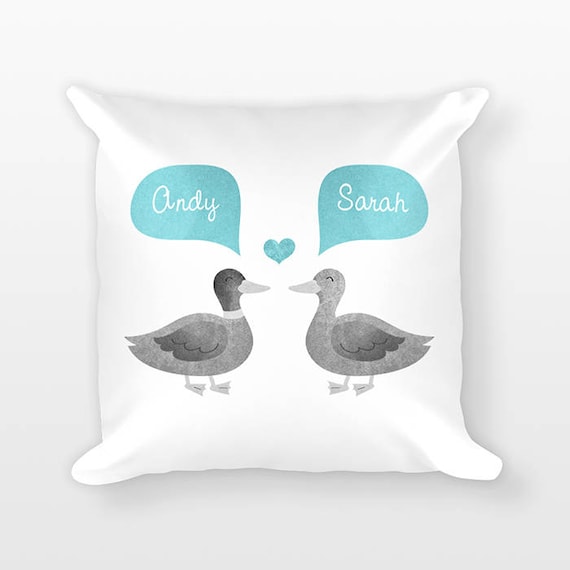 DUCK Pillow, Animal Couple Pillow, Personalized Pillow Decor, Anniversary Gift for Girlfriend, Gift for Her, Gift for Parents, Throw Pillow