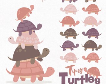 Professional Turtle Stack Clipart in Buff - Turtle Clipart, Turtle Vectors, Buff Turtles
