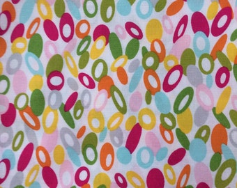 Fabric bright ovals/Waverly Inspirations/kids clothes/tote bag/doll clothes/