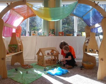 Waldorf Wooden Playstands-Deluxe Natural Waldorf Playstands-Montessori Playstands-Play Space- Child's Play Canopies-Book Shelves-Wooden Toys