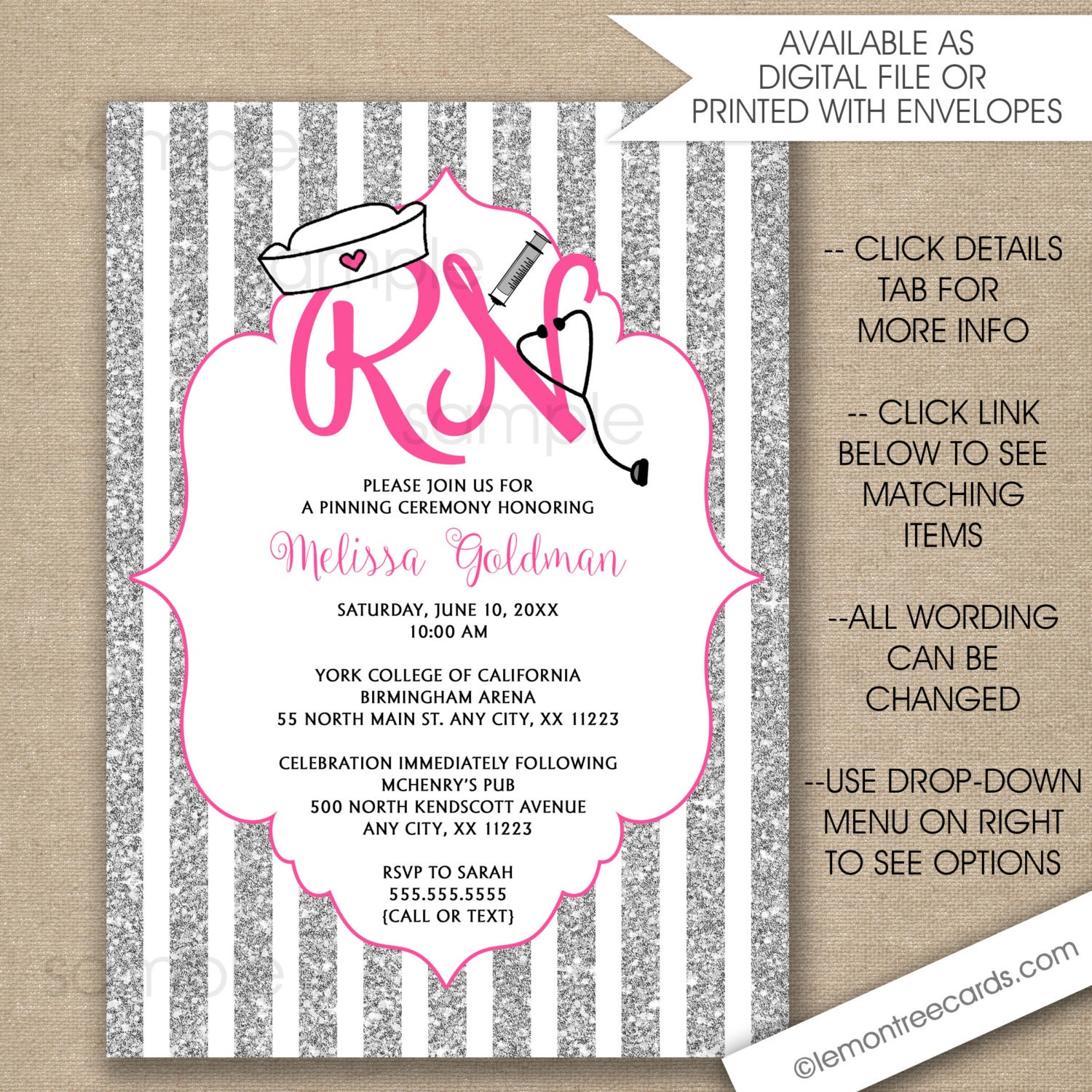 Traditional Pinning Nursing Graduation Invitations 3