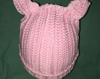 Pink slouchy kitty hat