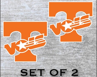Tennessee Volunteers Sticker Decal Vinyl SET OF 2 (12", 17") Cornhole Car Truck Any Flat Surface Wrap