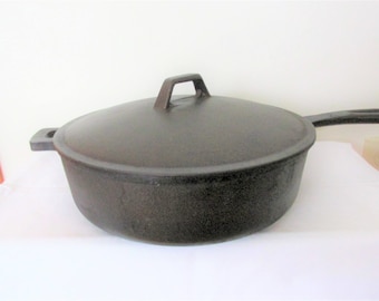 Vintage Cast Iron Fry Pan & Drip Drop Cover Lid 10 1/2"