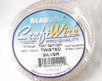 18 Gauge Silver Twisted Square Craft Wire Non Tarnish