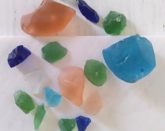 Multicolored Frosted Tumbled Glass Chunks. Pink Blue Green Faux Sea Glass Recycled Glass Beach Home Decor. Art Craft Supply Mothers Day Gift