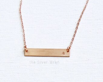 Dainty Rose Gold Necklace, Rose Gold Initial Necklace, Personalized Necklace, Gift for Her, Custom Name Necklace, Personalized Bar Necklace