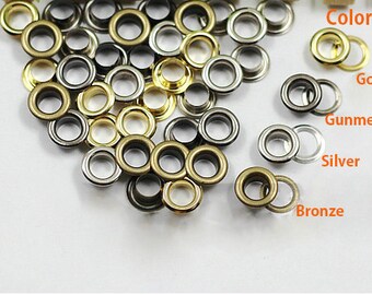 30 sets up, Metal Grommets, 4mm to 14mm, metal eyelets. For Sewing and leather crafting, straps, hooks, emblishment