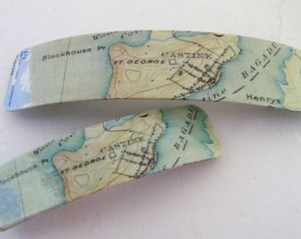 Castine Maine French Barrette - Mother Daughter gift - Mainemade - with Resin Coat - Maine Maritime Academy - Kennebec