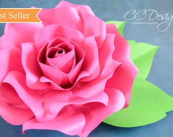 Paper Roses, Giant Paper Rose Template, Printable PDF Flower Templates, SVG Cut Files, Large Paper Flowers, Rose Flower Templates